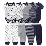 6/9PCS Baby Girl Clothes Newborn Unisex Solid Bodysuits+Pants Cotton Baby Boy Clothes Short Sleeve Girls Baby Clothing Cartoon