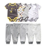 6/9PCS Baby Girl Clothes Newborn Unisex Solid Bodysuits+Pants Cotton Baby Boy Clothes Short Sleeve Girls Baby Clothing Cartoon