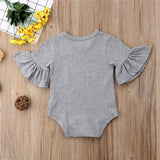 0-24M Newborn Baby Girl Flare Sleeve Solid Black White Grey Casual Romper Jumpsuit Outfits Baby Clothes Summer kids Suit