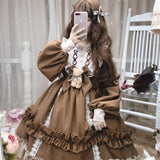 LoveFery Cottagecore Kawaii Teddy Bear Dress