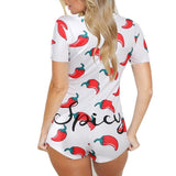 lovefery Women Sexy Sleepwear Cute Cartoon Print Short Set Pajamas Spicy Pepper Sweet Short Sleeve T Shirts Shorts Summer Pijama