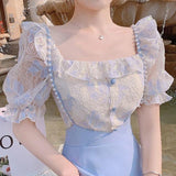 LoveFery Pastel Blueberry Fairycore Skirt Bottom with Optional Top Dress Set