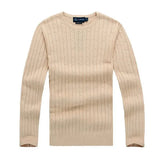 Free delivery of new high-quality polo men's twisted needle sweater knitted cotton round neck sweater pullover men's solid color sweater men's