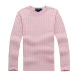 Free delivery of new high-quality polo men's twisted needle sweater knitted cotton round neck sweater pullover men's solid color sweater men's