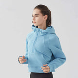 Sports Coat Women's Half Zipper Hoodie Sweater Loose Versatile Casual Baseball Suit Running Fitness Yoga Gym Clothes Jacket Top