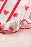 lovefery Red Heart Print Ruffled Strappy Three-Piece Lingerie Set