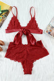 lovefery Romantic Love Red Lace Bralette Lingerie Set