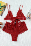 lovefery Romantic Love Red Lace Bralette Lingerie Set