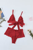 lovefery Romantic Love Red Lace Bralette Lingerie Set