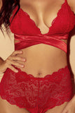 lovefery Romantic Love Red Lace Bralette Lingerie Set