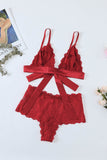 lovefery Romantic Love Red Lace Bralette Lingerie Set