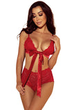 lovefery Romantic Love Red Lace Bralette Lingerie Set