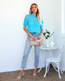 Sparks Will Fly Lace Blouse - Sky