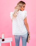 Stanton Cotton Blend Ruffle Eyelet Top