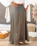 Stolen Moment Pocketed Maxi Skirt - Olive