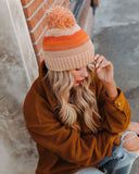 lovefery Sunrise Striped Pom Beanie - Tan