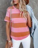 Sun-Sational Cotton Striped Tee - Pink