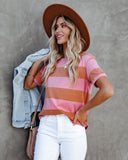 Sun-Sational Cotton Striped Tee - Pink