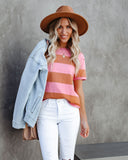 Sun-Sational Cotton Striped Tee - Pink