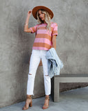 Sun-Sational Cotton Striped Tee - Pink