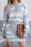 Sweet Contrast Could Knit Cropped Sweater Mini Skirt Two Piece Dress - Gray