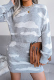 Sweet Contrast Could Knit Cropped Sweater Mini Skirt Two Piece Dress - Gray