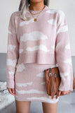 Sweet Contrast Could Knit Cropped Sweater Mini Skirt Two Piece Dress - Pink