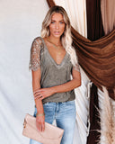 Sweet Side Lace Top - Dusty Moss