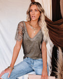 Sweet Side Lace Top - Dusty Moss