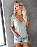 Sweet Side Lace Top - Heather Grey