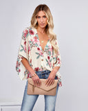 Sycamore Floral Button Down Kimono Top - Ivory