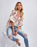 Sycamore Floral Button Down Kimono Top - Ivory