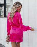 Take A Chance On Love Satin Mini Skirt - Fuchsia