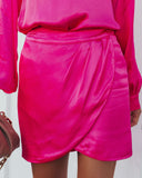 Take A Chance On Love Satin Mini Skirt - Fuchsia