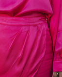 Take A Chance On Love Satin Mini Skirt - Fuchsia