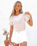 Take My Time Cotton Embellished Ruffle Top