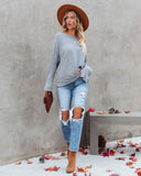 lovefery This Time Around Ribbed Dolman Sweater - Heather Grey