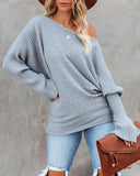 lovefery This Time Around Ribbed Dolman Sweater - Heather Grey