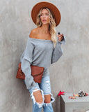 lovefery This Time Around Ribbed Dolman Sweater - Heather Grey