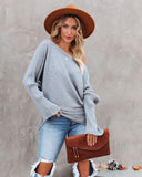 lovefery This Time Around Ribbed Dolman Sweater - Heather Grey