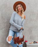 lovefery This Time Around Ribbed Dolman Sweater - Heather Grey