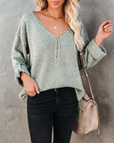 Trev Speckled Knit Henley Sweater - Olive