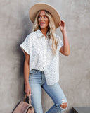 Tula Cotton Floral Button Down Top - Natural