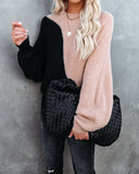 Two Roads Diverged Colorblock Knit Sweater - Black