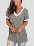 V-neck Short Sleeve Casual T-shirts