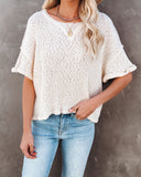 Vera Cotton Ribbed Knit Top - Natural