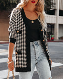 Vino Button Front Knit Houndstooth Cardigan