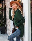 Westward Cowl Neck Knit Sweater - Pine Green