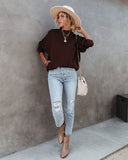 Woah Pocketed Cotton Blend Mock Neck Sweatshirt - Brown