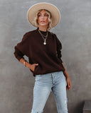 Woah Pocketed Cotton Blend Mock Neck Sweatshirt - Brown